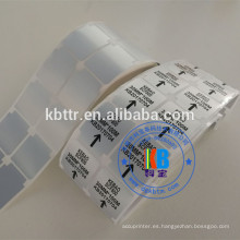 Etiquetas adhesivas de poliéster adhesivo de PET sintético de plata para impresora de códigos de barras